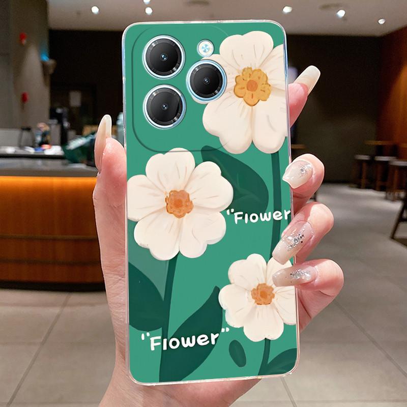 Для Infinix Hot 40 Чехол Прозрачный Силиконовый Роскошный Эстетичный Бабочка Цветок Мягкий ТПУ Задняя Крышка Infinix X6836 X6837 Hot 40 Pro Чехол
