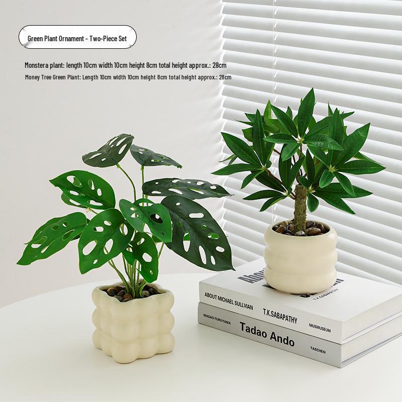Nordic Small Potted Plant Decor - Indoor Bonsai & Bionic Greenery for Office or Living Room.