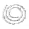 BES 4mm Iced Out 5A CZ Tennis Chain Red Four Leaf Clover Necklace Hip Hop Lucky Jewelry for Women Men