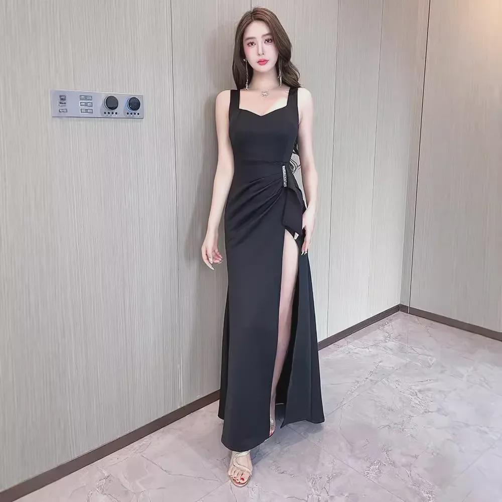 Элегантное вечернее платье с разрезом и юбкой-лодочкой «рыбий хвост» 2025 года — сексуальное банкетное и свадебное платье высокого класса с подтяжками до пола