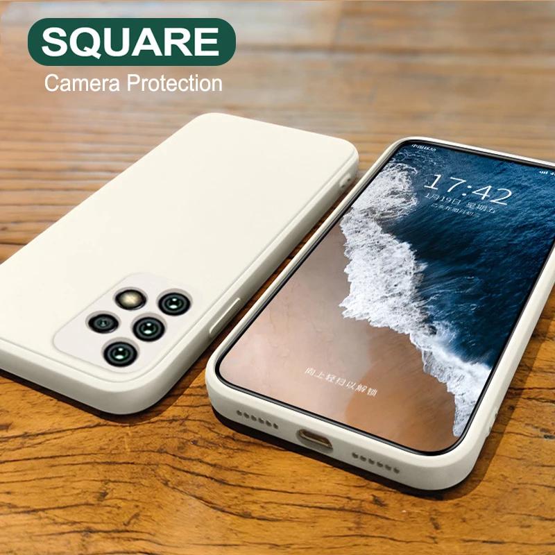 Квадратный оригинальный чехол из жидкого силикона для Samsung Galaxy S23 S24 S22 S21 Ultra Plus FE A33 A53 A73 A34 A54 A52 A52S Полное покрытие