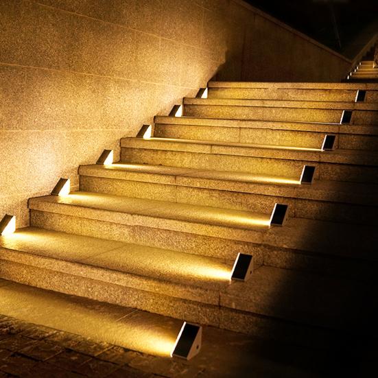 Solar Step Light Super Bright Auto On/Off Rechargeable Easy Installation Warm Ambiance Outdoor IP68 Waterproof Solar-powered Deck Light