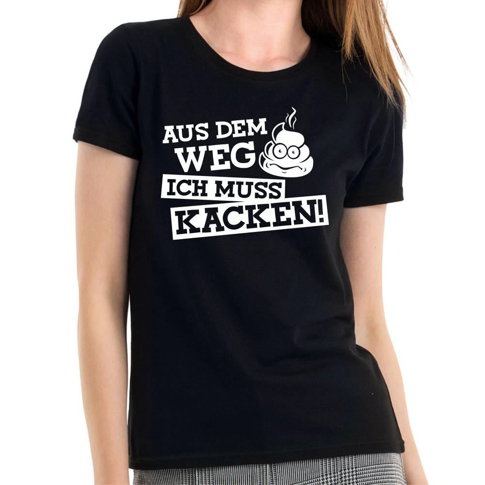 Out Of The Way I Gotta Poop Sayings Comedy Funny Fun Ladies Girlie T-Shirt