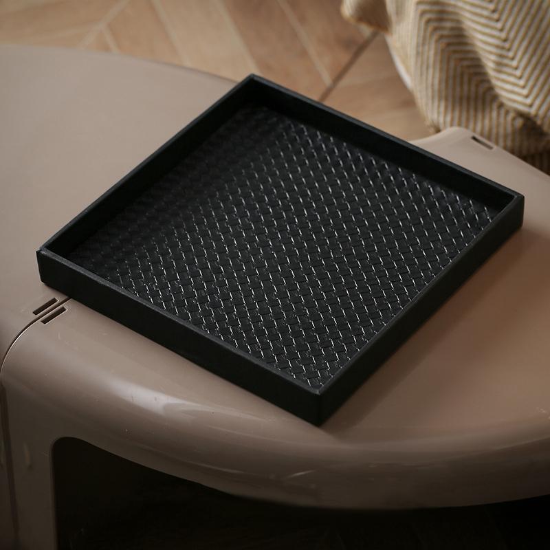 Поднос для чая ручной работы, косметика, квадратный поднос, хранение еды, тарелка для дома, свадьбы, вечеринки, искусственная кожа, орнамент, дерево, уникальные мелочи, аксессуары