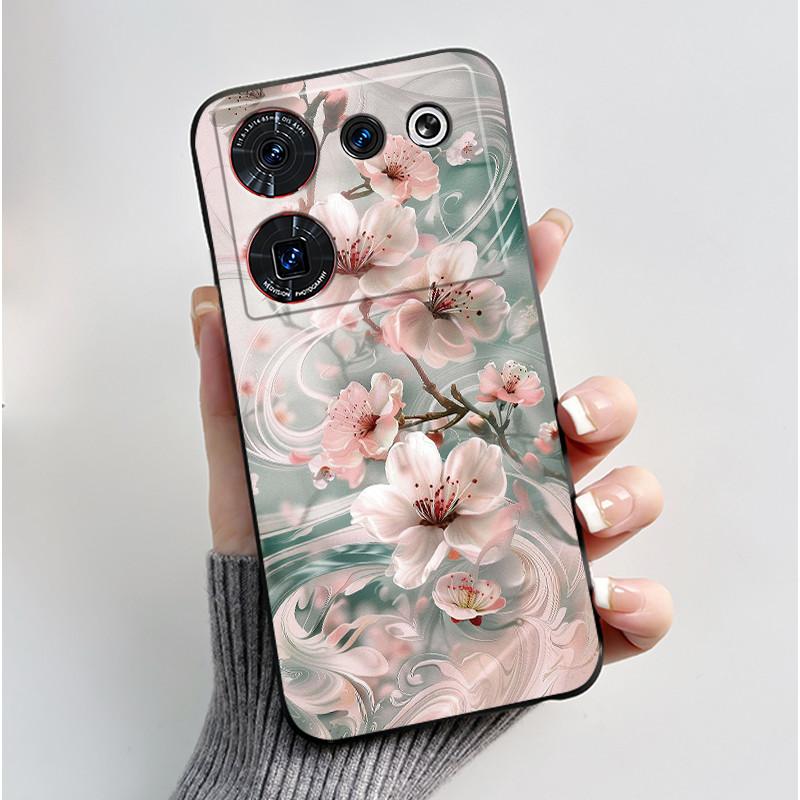 Для ZTE nubia Z50 Ultra Z50Ultra Чехол Эстетичный Милый Кот Мультфильмы Черный Матовый Мягкий Силиконовый Чехол Ударопрочная Задняя Крышка