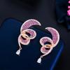 WWJ Серьги-капли неправильной формы с розовым и красным кубическим цирконием