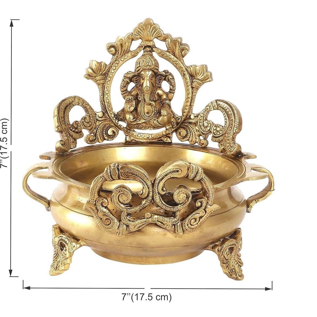 Латунная этническая резная чаша Ганеша 7 дюймов латунная чаша Urli Decor, золотая, чаша Urli для домашнего декора, новая