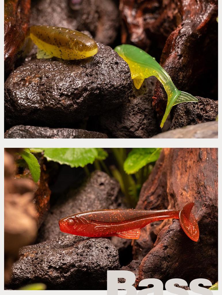 Плавающая мягкая приманка с Т-образным хвостом и крючком свинцовой головкой для оснастки на окуня и мандаринку