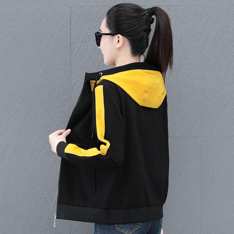 Женская куртка с капюшоном весна-осень 2025: Легкий модный спортивный кардиган-свитер для мам.