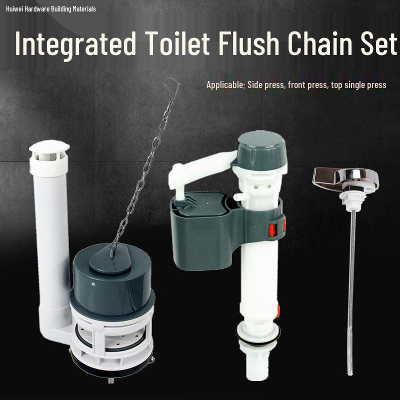 Винтажный унитаз-моноблок с боковым смывом, цепью и комплектом клапанов