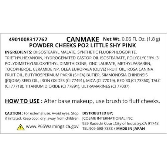 Canmake Powder Cheeks P02 Little Shy Pink 1.8g Cheek Transparency Clear Glow