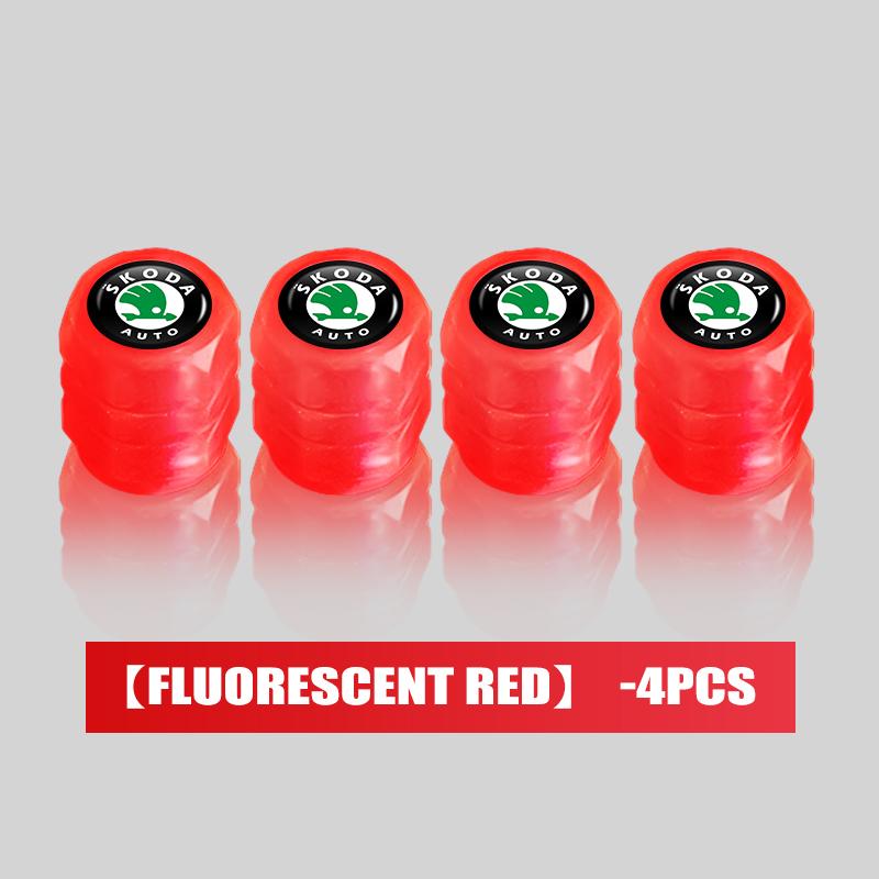 uwhxm4 Car Tire Valve Cap Luminous Valve Core Cover For Skoda Kamiq MK3 Roomster Rapid Kodiaq Karoq Fabia Enyaq
