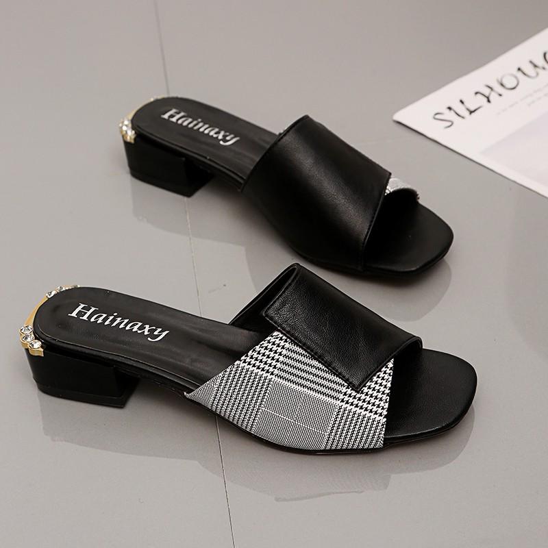 Дизайнерские босоножки Fish Mouth, разноцветные женские тапочки из искусственной кожи, элегантные открытые носки, нескользящие, на высоком каблуке в мелкую полоску