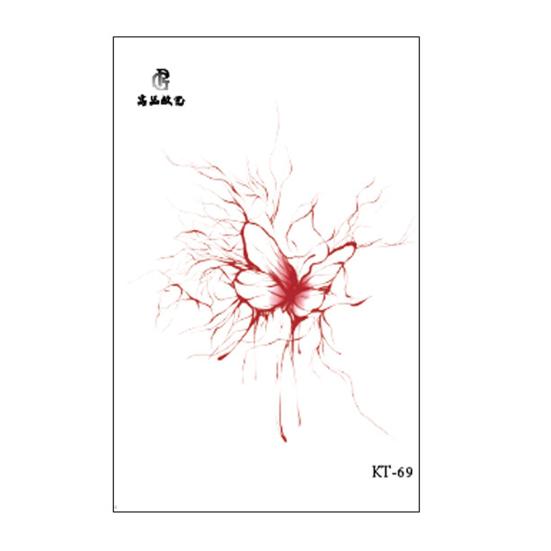 Временные татуировки-наклейки на Хэллоуин с красным узором, легко наносимые поддельные татуировки, водонепроницаемые украшения для вечеринок