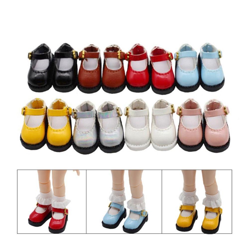 1Pair Round Toe 12 BJD Doll PU Shoes PU Leather OB11 Princess Shoes Ob11 Doll Sandals  1/12 BJD Doll
