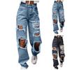 Women's Fashion High Waist With Pockets Thin Wide Leg Casual Jeans