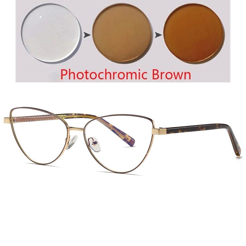0 -0.5 -0.75 To -6.0 Blue Light Blocking Cat Eye Nearsighted Glasses For Women Metal Shortsighted Prescription Glasses Women