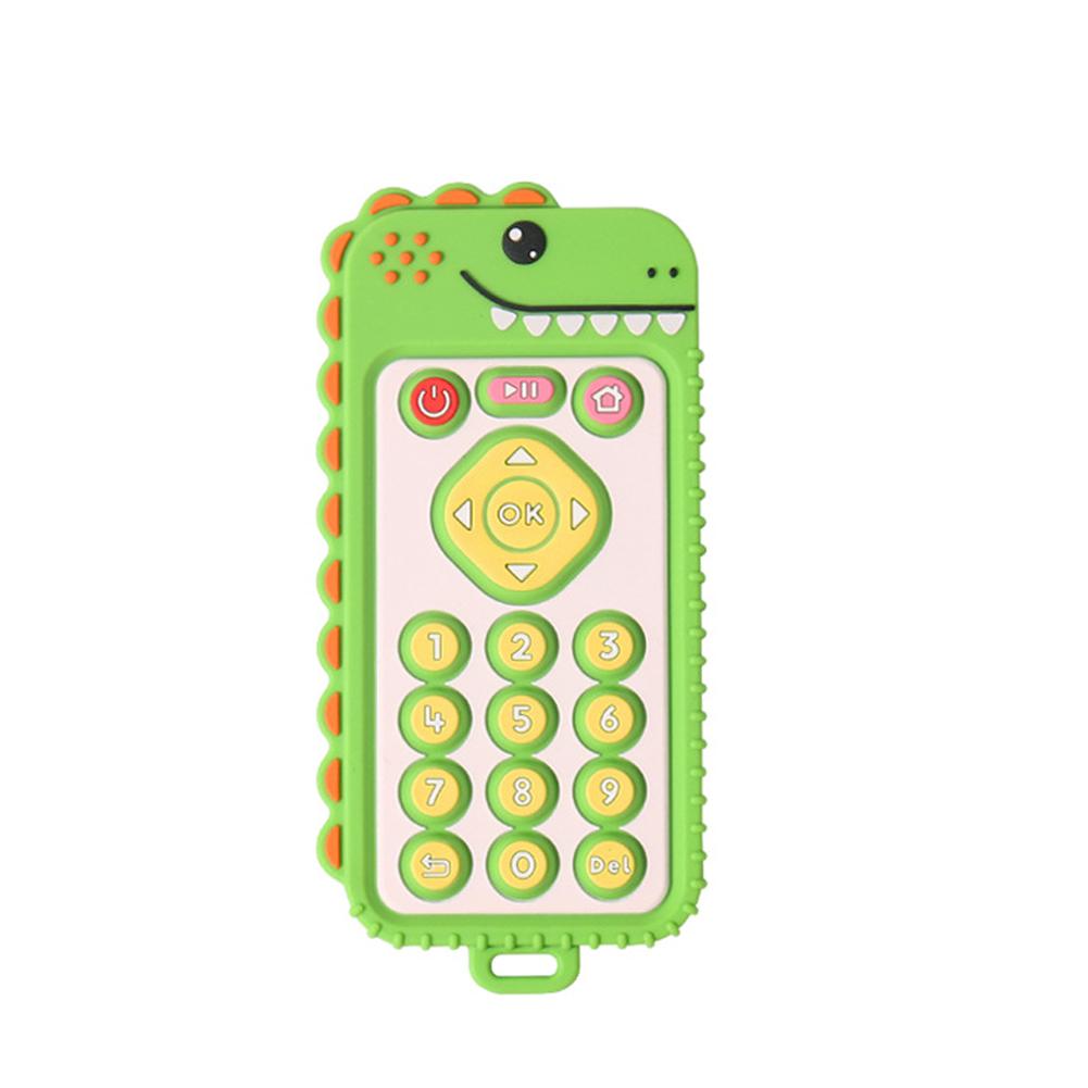 Детский силиконовый прорезыватель для зубов с дистанционным управлением «Единорог» с ручкой-имитатором и кнопкой для жевания, прорезыватель для зубов из пищевого силикона