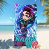 Customizable personalized beach towels Demon Slayer Tanjiro themed designs.Suitable for the beach, yoga, sports;ideal as beach accessories