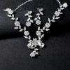 Flower Necklace Earrings Stud Wedding Women Leaves Bridal Jewelry Set