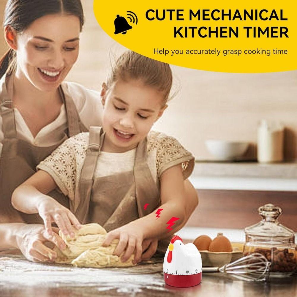 Hen Kitchen Timer Manual Wind Up Countdown Clock Pattern Decor Mechanical Timer Home Decor