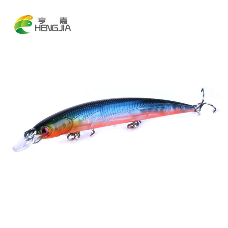 HENGJIA 8pc Minnow Fishing Lure with 3D Eyes Hook Bionic Pike Bass Bait Fishing Tool