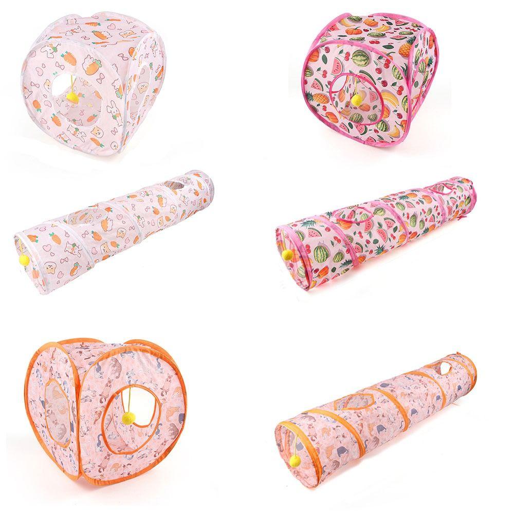 Printed Cat Play Tunnel Foldable Cat Channel Universal Cat Tent Nest Interactive Fun Toy