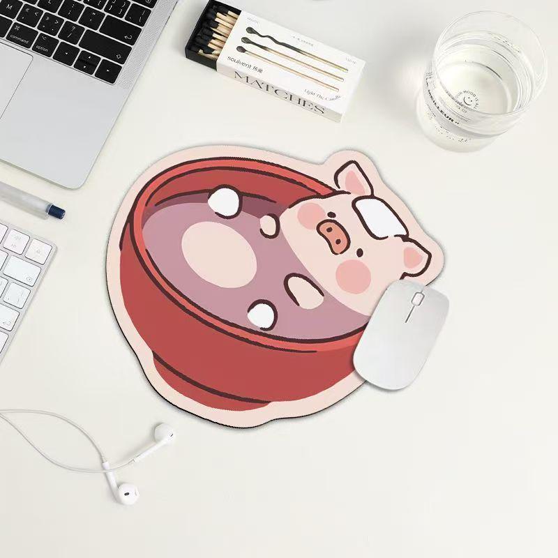 Креативный розовый коврик для мыши LuLu Pig для ноутбука - Неправильной формы, Нескользящий, Износостойкий, Легко чистящийся, Маленький коврик для офисного стола