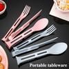 1 шт. Портативный набор столовых приборов из пшеничной соломы 3-в-1, разборные столовые приборы для путешествий, пикника, кемпинга