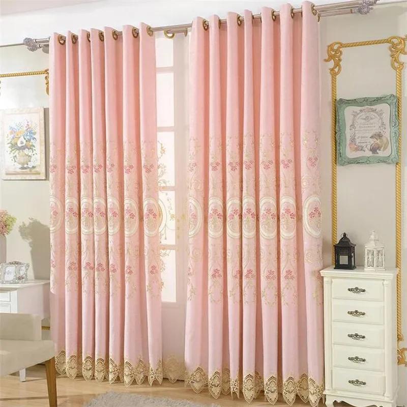 Европейские роскошные шторы из шенилла для гостиной, спальни, синие, розовые, с вышивкой, индивидуальный элегантный комплект из кружевного тюля