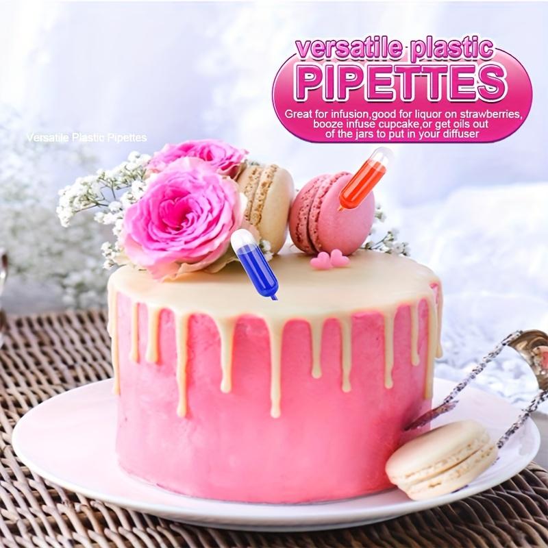 200pcs Strawberry Straw, Liquid Syringe Plastic Straw, Squeeze Dropper Disposable 4ml Flavor Syringe, for Chocolate Strawberry Ice Cream Mini Cake