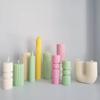 Geometry Stripe Pillar Candle Molds Plastic Column Making CandleHolder Wedding Items 3D Silicone Mold Taper Acrylic Party Supplies