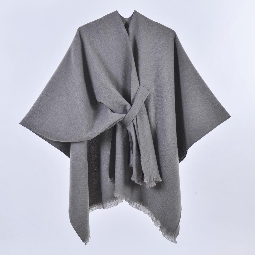 Women's Versatile Solid Color Spring Scarf Shawl - Imitation Cashmere Poncho for All Seasons