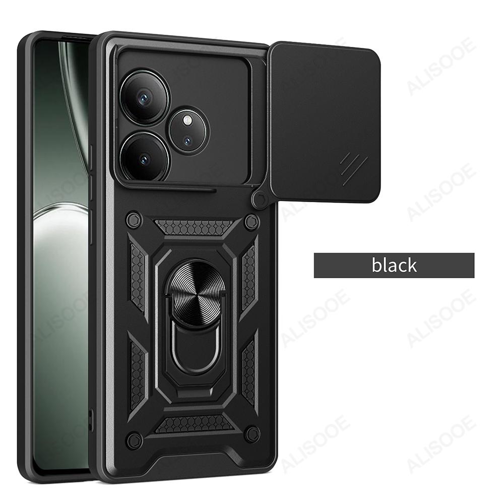 Slide Camera Funda для Realme GT 6 Global Case Push Lens Ring Stand Защитный чехол для Realme GT 6 6T Neo 6 SE Противоударный чехол