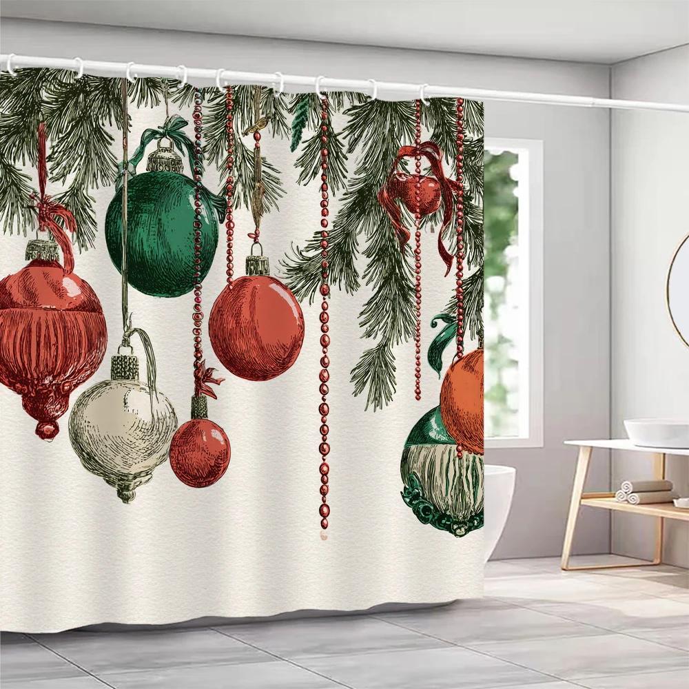 GAEChristmas Шторки для душа с крючками Рождественская елка и колокольчики Шторка для душа Полиэстер Ванная комната Занавеска домашний Декор Занавеска