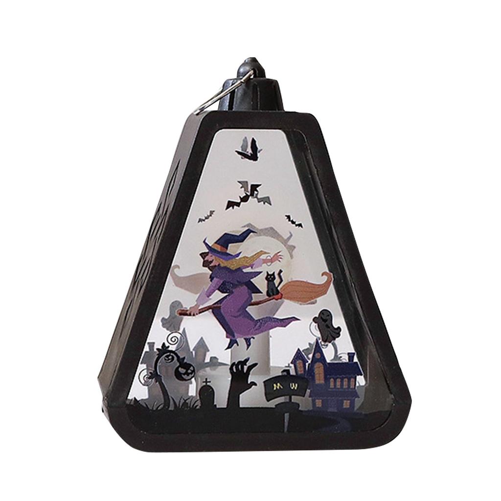 Halloween Decorations, LED Shadow With Haunted House Scenes, Black Triangular Decorative Lights, Suitable For Desks, Walls, And Hanging.