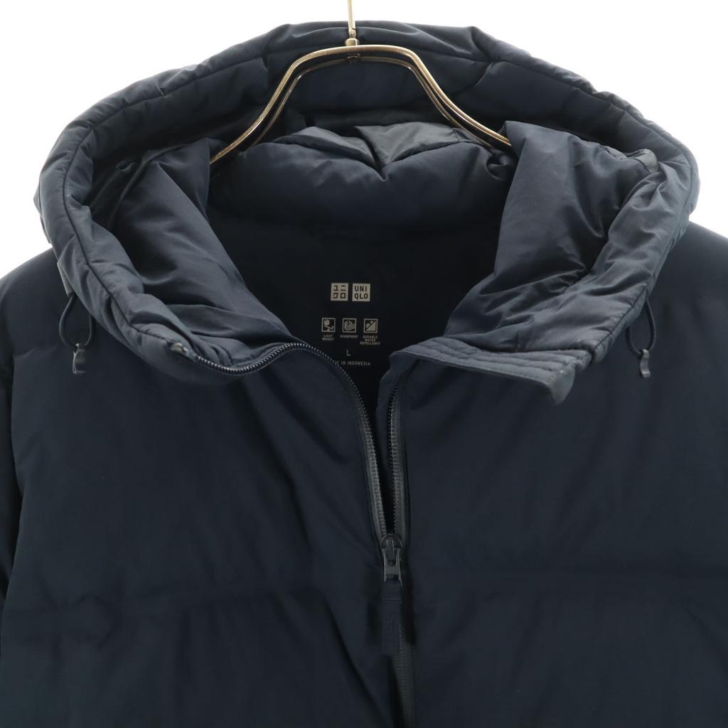 Uniqlo Бесшовная пуховая парка L Темно-синий Женская Б/У