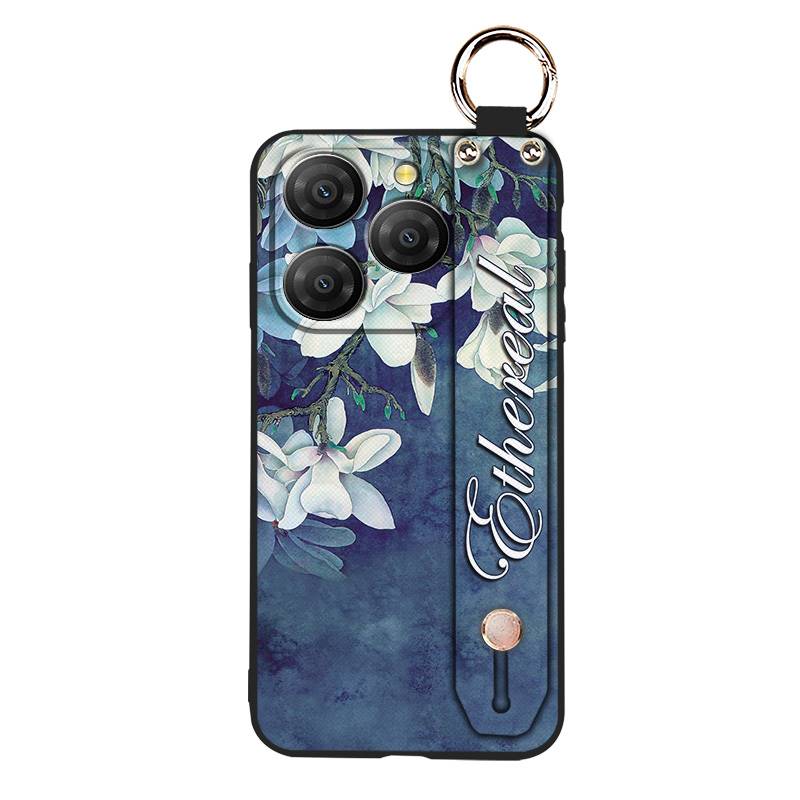 Anti-dust Soft Case Phone Case For Blackview Shark9 5G Wrist Strap Shockproof Durable Waterproof Flower Kickstand Ring