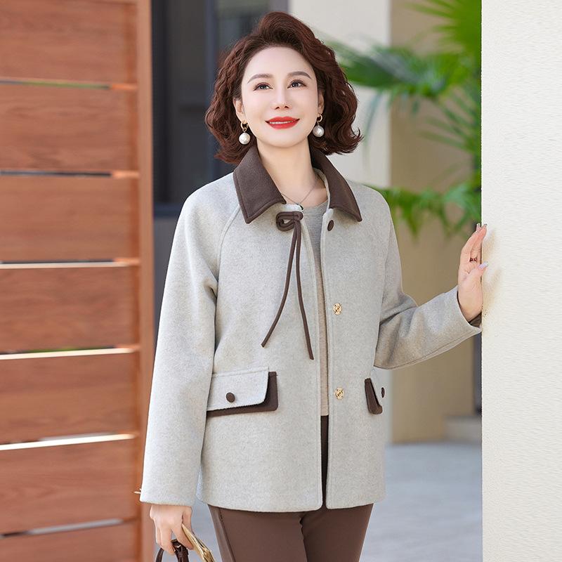 Женские куртки для среднего возраста Весенние и осенние пальто Китайский стиль Лацкан Женские топы