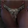 Sexy Rhinestone Tassel Underwear Thong Panties For Women Crystal Body Chain Jewelry Hide-it Jewelry Valentine's Gift