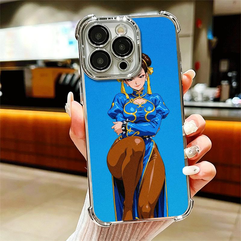 ChunLi S-Street F-FighterS Plating Phone Case For Iphone 16 17 Pro Max Air 16E 14 15 Plus 12 13 Mini Anti-Fall Airabag Cover