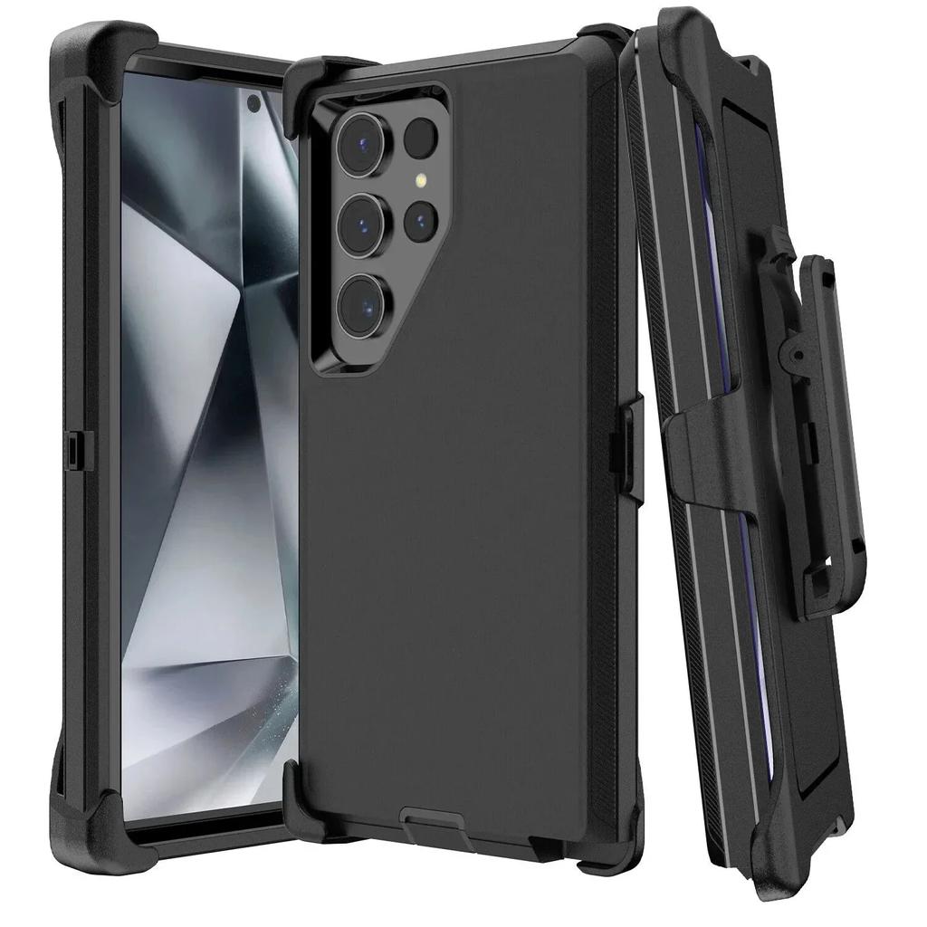 Hybrid Heavy Duty Armor Stand Case for Samsung Galaxy S24 S23 S22 S21 S20 Ultra S10 Plus Note 20 10 9 8 Otter Case Box Holder with Belt Clip Cover