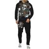 Mens Tracksuit Autumn And Winter Hoodie +Pants Two Piece Set Cool 3D Skull Print Mens Fashion Hoodies Sweatshirts Suits