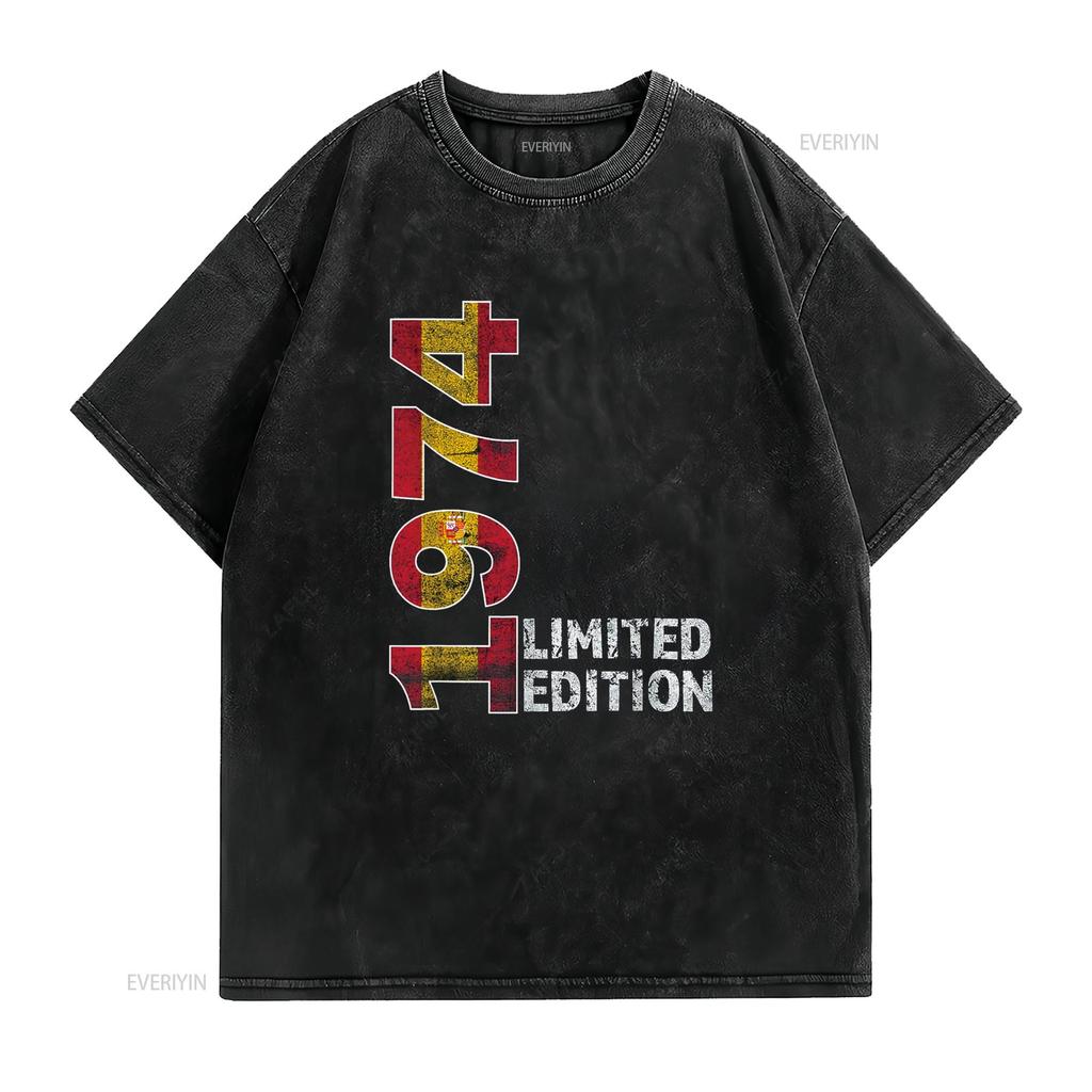 50th Birthday men Vintage born 1974 turning 50 Year Old T Shirt vintage Washed streetwear Versatile Breathable Comfortable