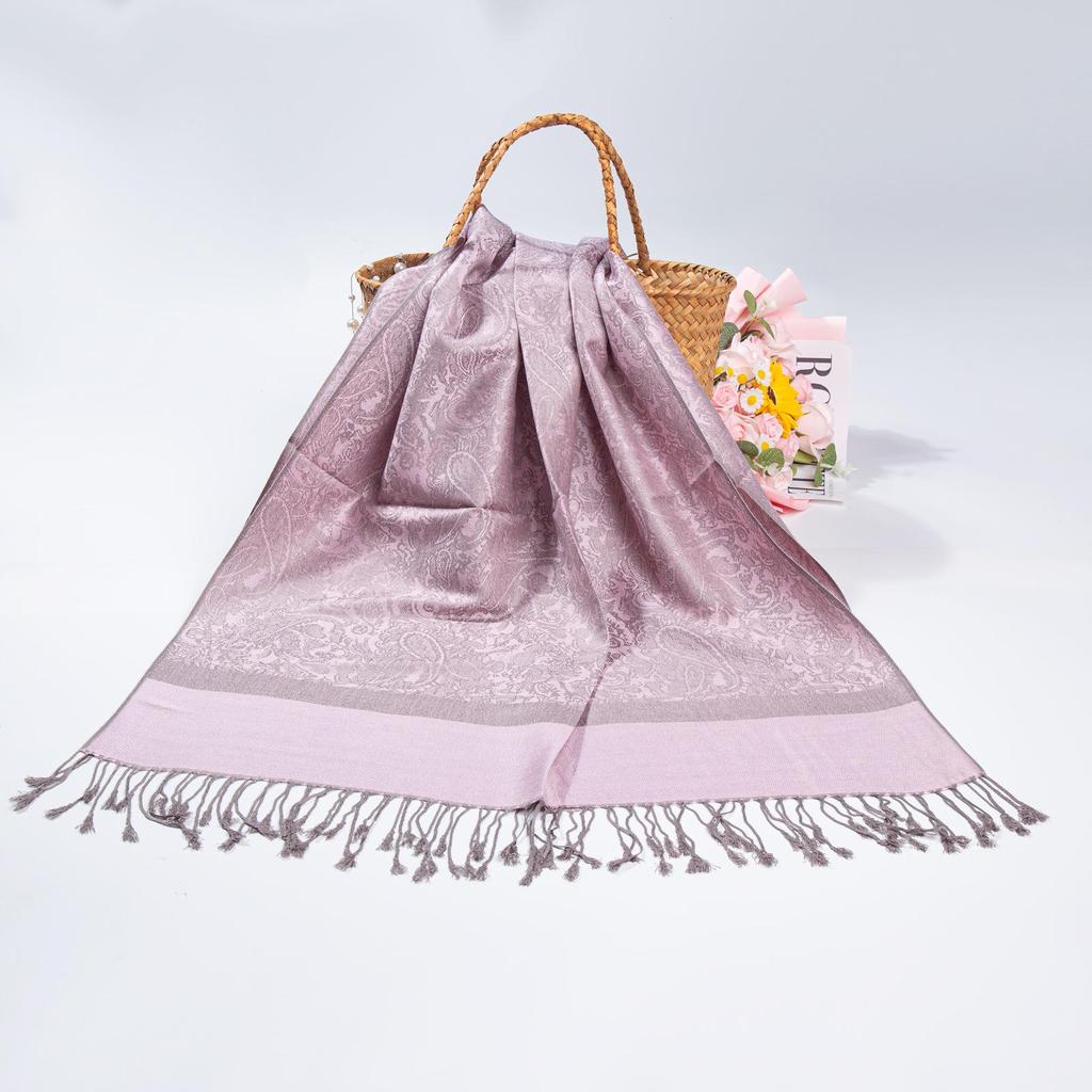 Этнический стиль Пейсли Пашмина Хиджаб Шарф с Жаккардом и Кисточками