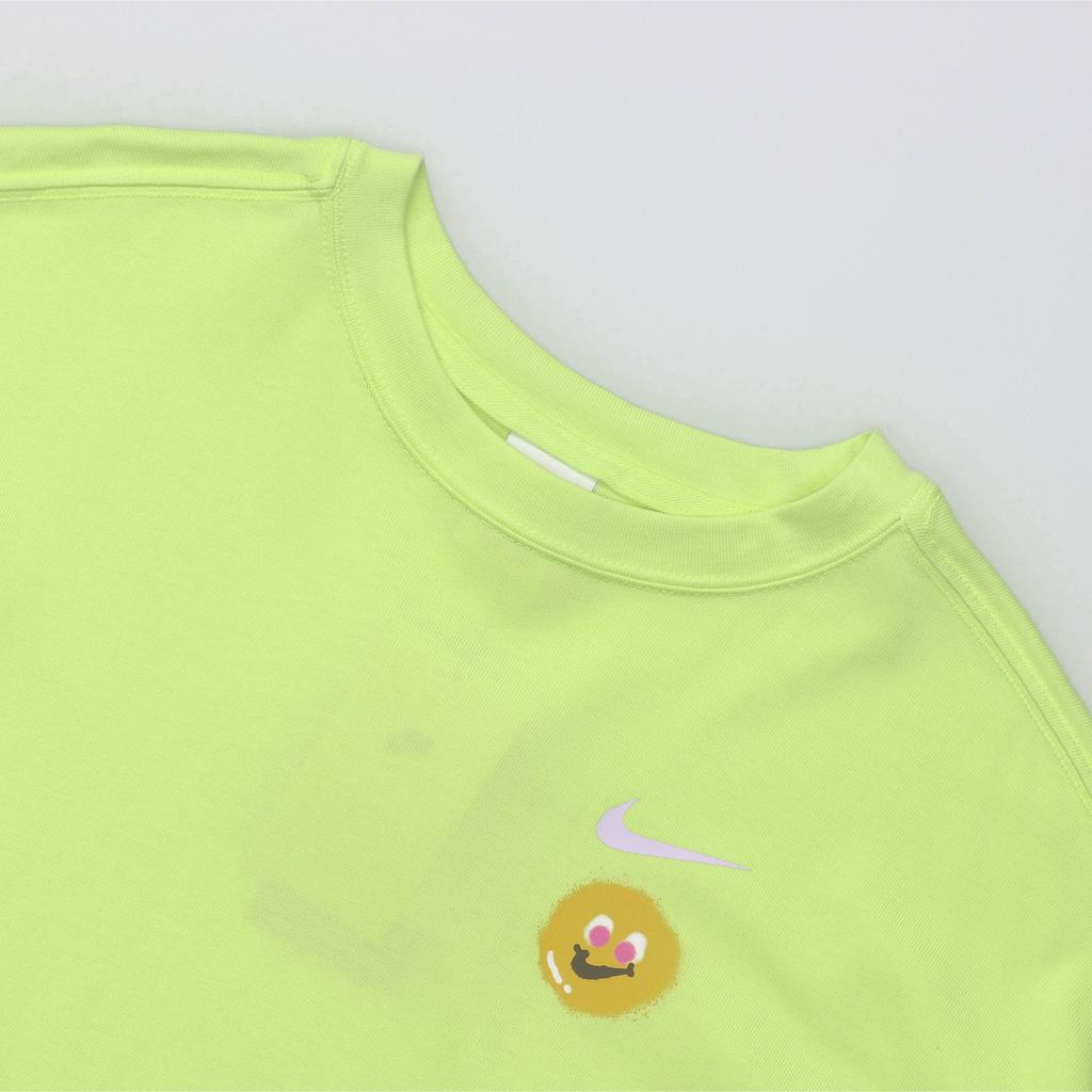 Nike Футболка женская с круглым вырезом и длинными рукавами, повседневная, с заниженной линией плеч, светло-лимонно-желтая HJ1497-736