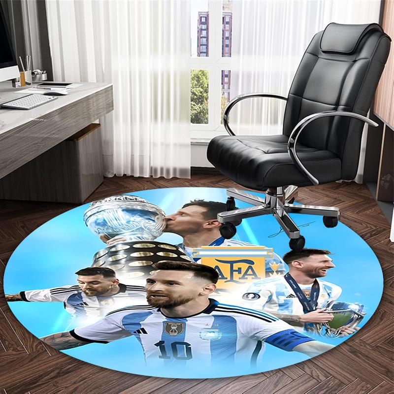 1pc M-Messi1 Carpet, Round Rug, Comfortable, Suitable for Entryways, Living Rooms, Office, And Bedrooms, Christmas Decoration