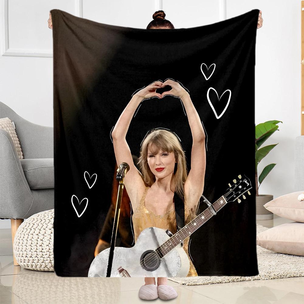 Taylor Swift's Glittery Performance Flannel Blanket-Soft and Suitable for Sofas,Beds,Offices,Travel,All Seasons,Great Gift for Holidays and Birthdays.