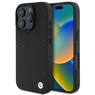 BMW Bmhmp16X23Rddk Iphone 16 Pro Max6.9 Черный/Black Жесткий чехол Кожаный узор Металлический логотип с бриллиантами Magsafe