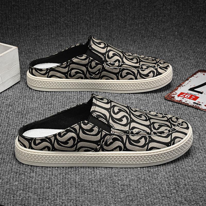 Men's Canvas Slippers Summer New Outdoor Anti-slip Soft-sole Fashion Male Casual Slippers Party Sandals Joker Tide Half Slippers
